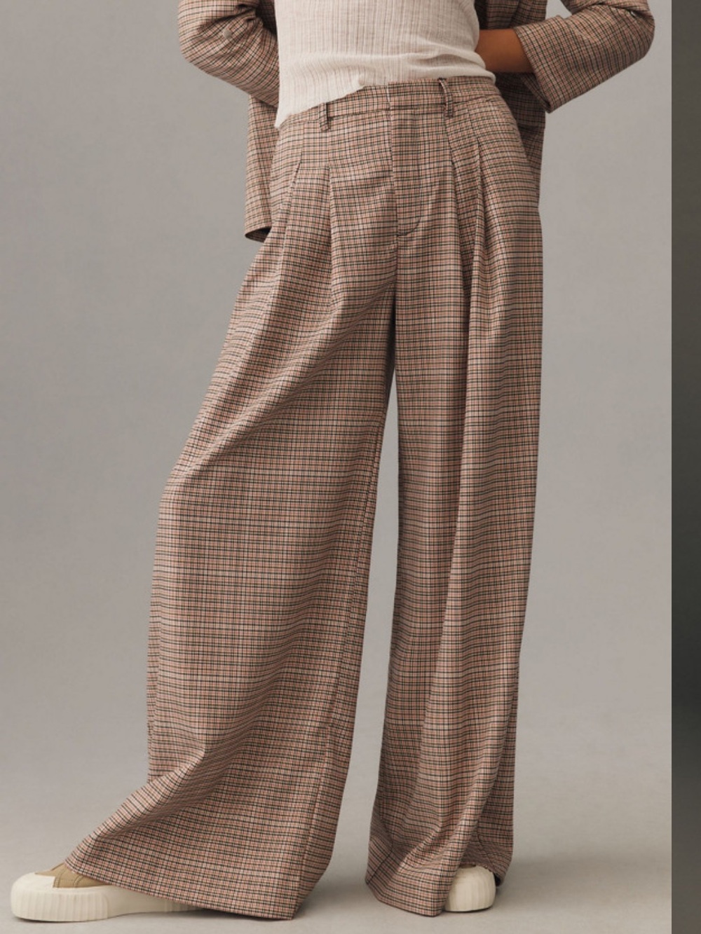 Maeve by Anthropologie Avery Pleated Wide-Leg Trousers Pink & Black Medium